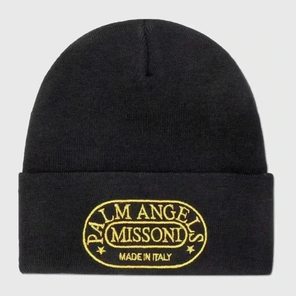 NWT PALM ANGELS X MISSONI HERITAGE BEANIE Black Yellow main image 6